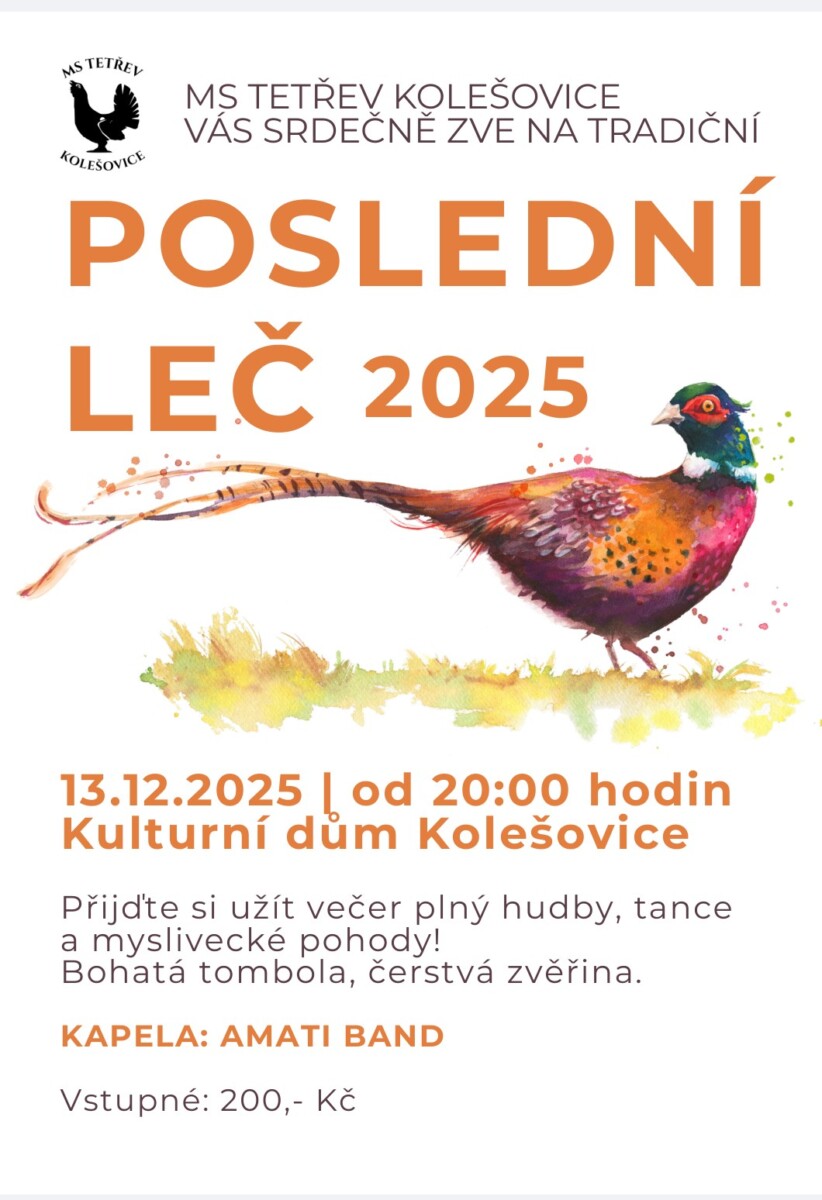 Pozvánka na Poslední leč MS Tetřev Kolešovice